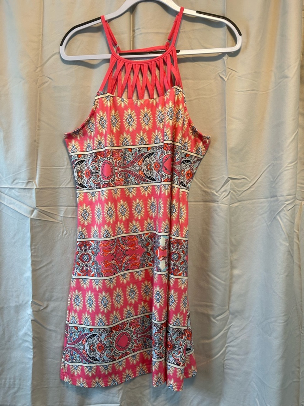 Cool Coral Patterned Halter Dress - Women